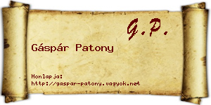 Gáspár Patony névjegykártya